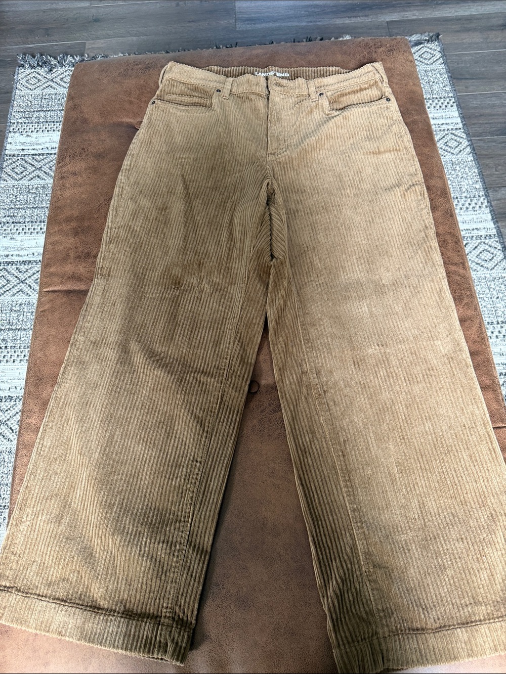 Lands' End Wide-Leg Corduroy Pants in Tan